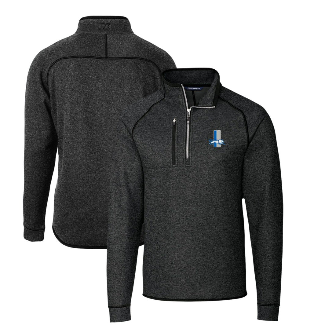 Detroit Lions Cutter & Buck Mainsail Sweater-Knit Big & Tall Half-Zip Pullover Jacket - Heather Charcoal Pullover