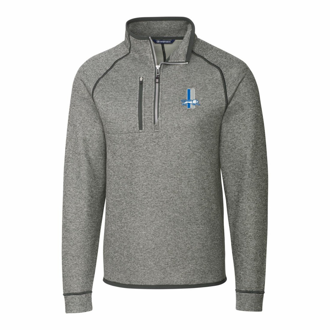Detroit Lions Cutter & Buck Mainsail Sweater-Knit Big & Tall Half-Zip Pullover Jacket - Heather Gray Pullover