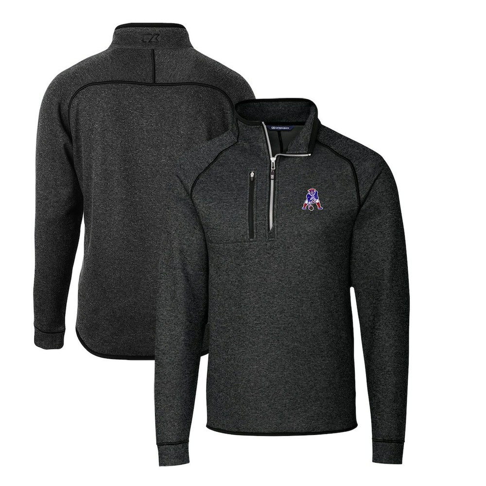 New England Patriots Cutter & Buck Mainsail Sweater-Knit Big & Tall Half-Zip Pullover Jacket - Heather Charcoal Pullover