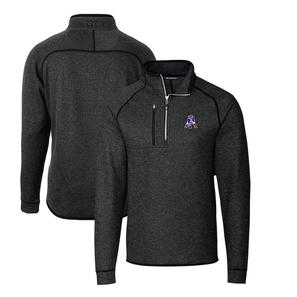 New England Patriots Cutter & Buck Mainsail Sweater-Knit Big & Tall Half-Zip Pullover Jacket - Heather Charcoal Pullover
