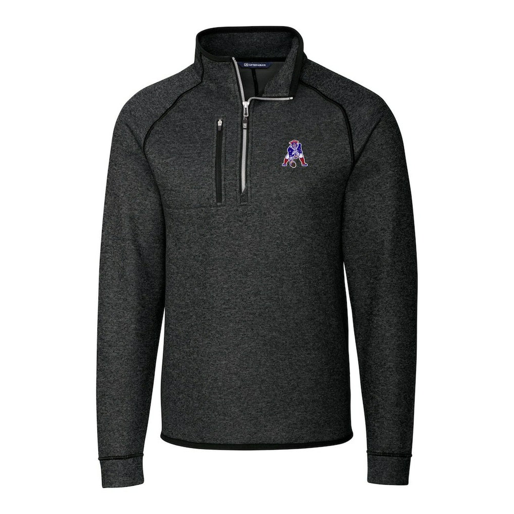 New England Patriots Cutter & Buck Mainsail Sweater-Knit Big & Tall Half-Zip Pullover Jacket - Heather Charcoal Pullover