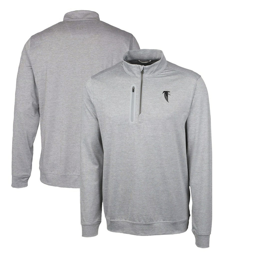 Atlanta Falcons Cutter & Buck Stealth Heathered Big & Tall Throwback Logo Quarter-Zip Pullover Top - Gray Pullover