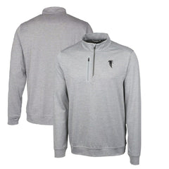 Atlanta Falcons Cutter & Buck Stealth Heathered Big & Tall Throwback Logo Quarter-Zip Pullover Top - Gray Pullover