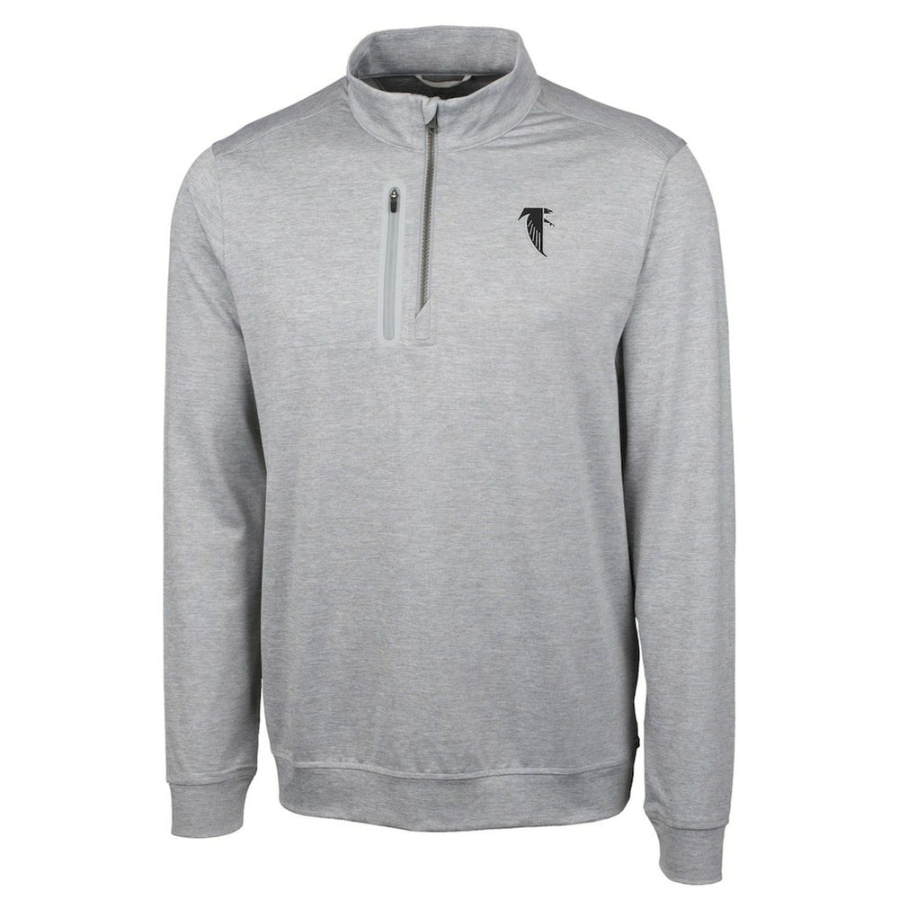 Atlanta Falcons Cutter & Buck Stealth Heathered Big & Tall Throwback Logo Quarter-Zip Pullover Top - Gray Pullover