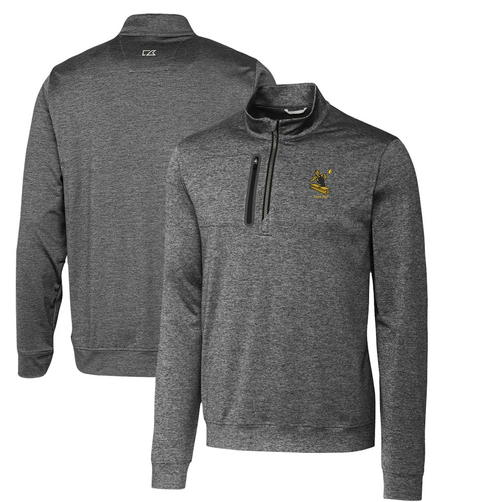 Pittsburgh Steelers Cutter & Buck Stealth Heathered Big & Tall Throwback Logo Quarter-Zip Pullover Top - Steel Pullover