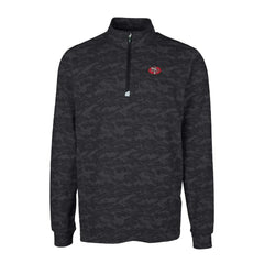 San Francisco 49ers Cutter & Buck Throwback Logo Big & Tall Traverse Camo Print Stretch Quarter-Zip Pullover Top - Black Pullover