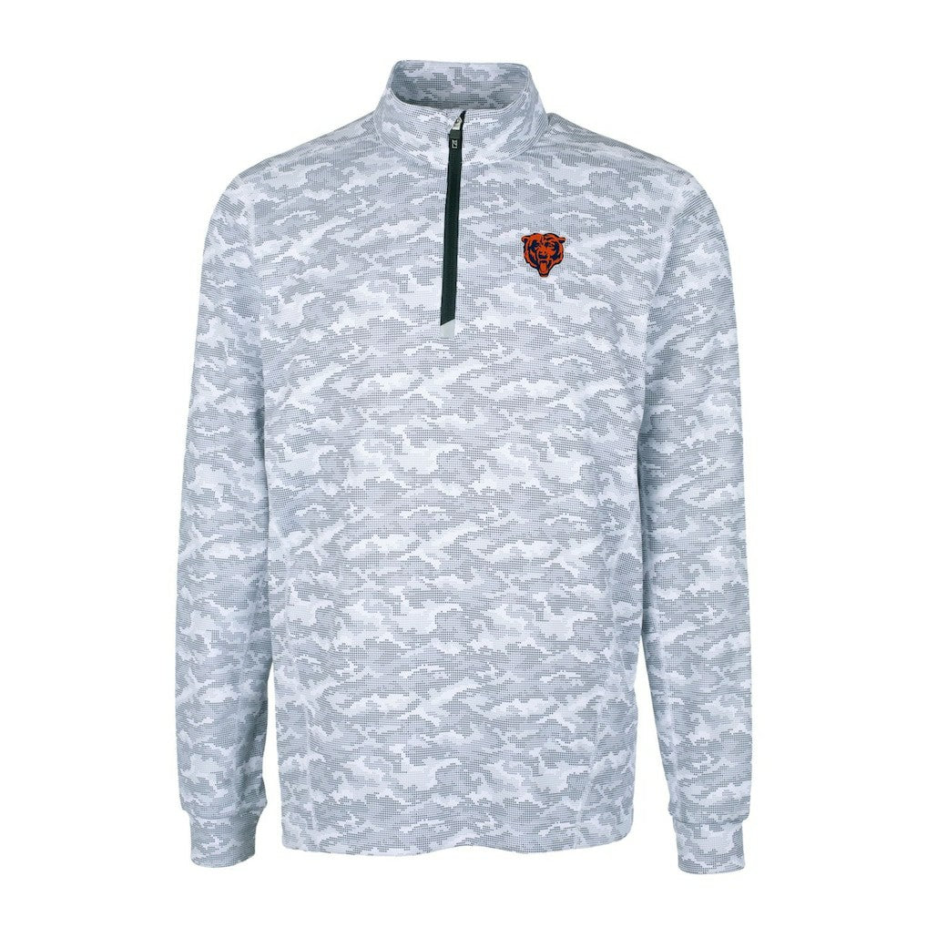 Chicago Bears Cutter & Buck Throwback Logo Big & Tall Traverse Camo Print Stretch Quarter-Zip Pullover Top - Charcoal Pullover