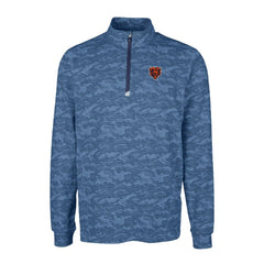 Chicago Bears Cutter & Buck Throwback Logo Big & Tall Traverse Camo Print Stretch Quarter-Zip Pullover Top - Navy Pullover