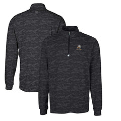 Cleveland Browns Cutter & Buck Throwback Logo Big & Tall Traverse Camo Print Stretch Quarter-Zip Pullover Top - Black Pullover