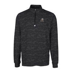 Cleveland Browns Cutter & Buck Throwback Logo Big & Tall Traverse Camo Print Stretch Quarter-Zip Pullover Top - Black Pullover