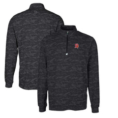 Tampa Bay Buccaneers Cutter & Buck Throwback Logo Big & Tall Traverse Camo Print Stretch Quarter-Zip Pullover Top - Black Pullover