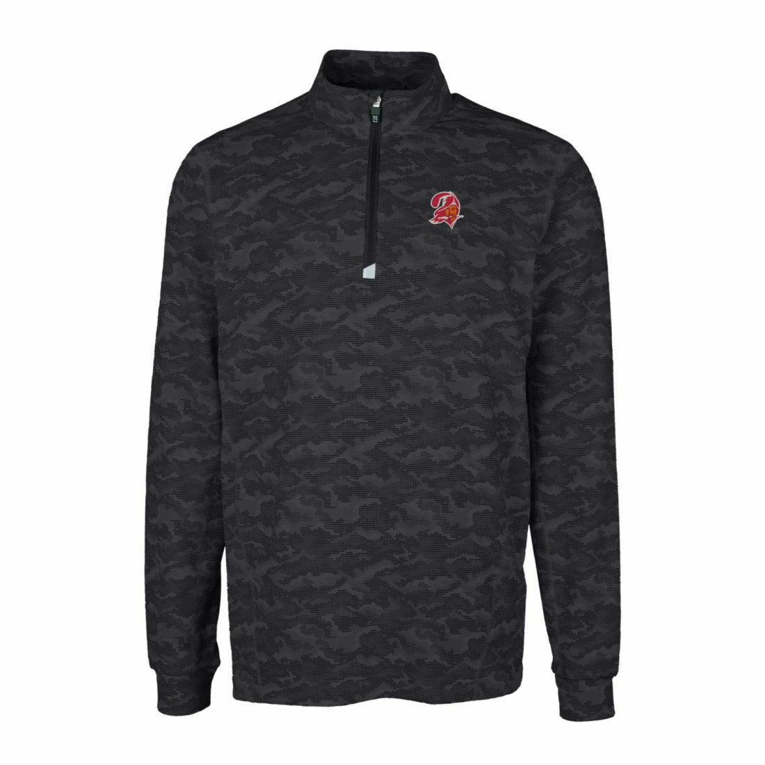 Tampa Bay Buccaneers Cutter & Buck Throwback Logo Big & Tall Traverse Camo Print Stretch Quarter-Zip Pullover Top - Black Pullover