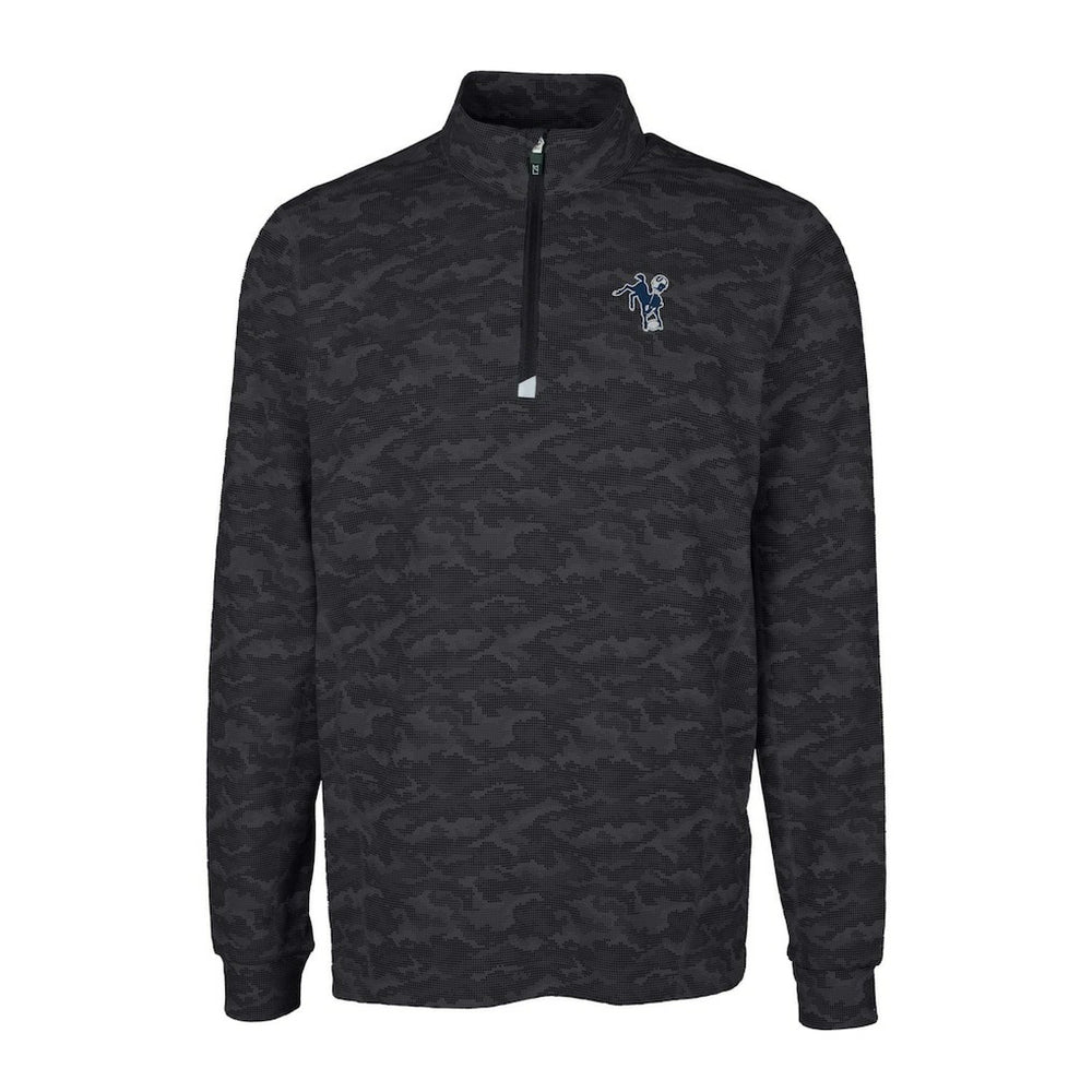 Indianapolis Colts Cutter & Buck Throwback Logo Big & Tall Traverse Camo Print Stretch Quarter-Zip Pullover Top - Black Pullover