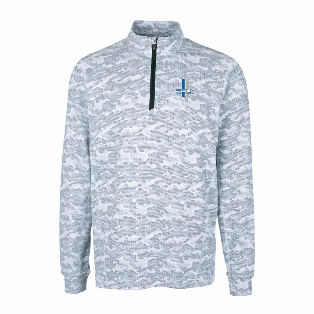 Detroit Lions Cutter & Buck Throwback Logo Big & Tall Traverse Camo Print Stretch Quarter-Zip Pullover Top - Charcoal Pullover