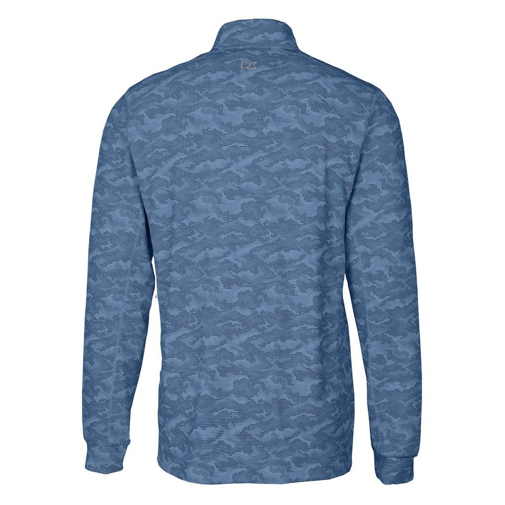Los Angeles Chargers Cutter & Buck Throwback Logo Big & Tall Traverse Camo Print Stretch Quarter-Zip Pullover Top - Navy Pullover