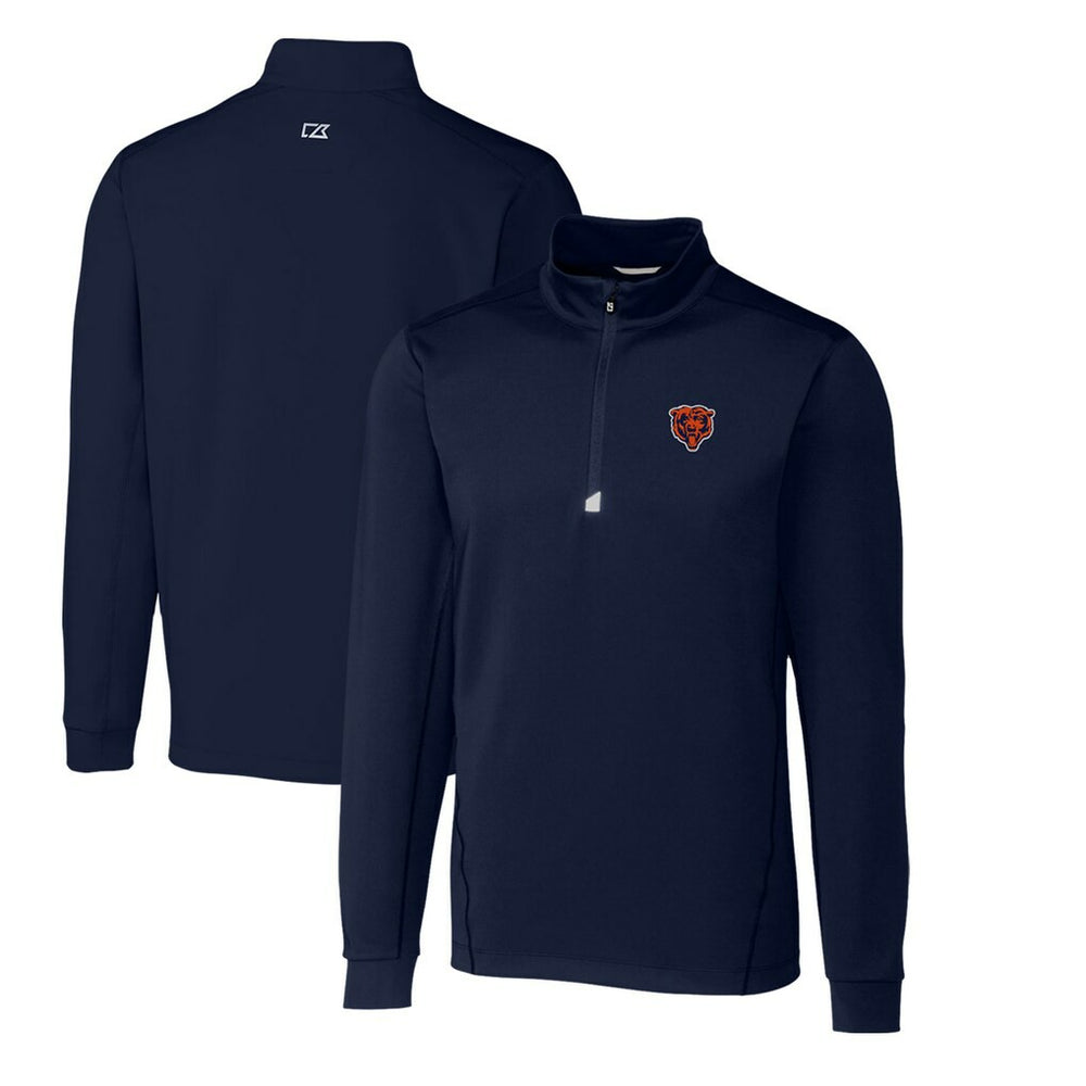 Chicago Bears Cutter & Buck Throwback Logo Traverse Stretch Quarter-Zip Big & Tall Pullover Top - Navy Pullover
