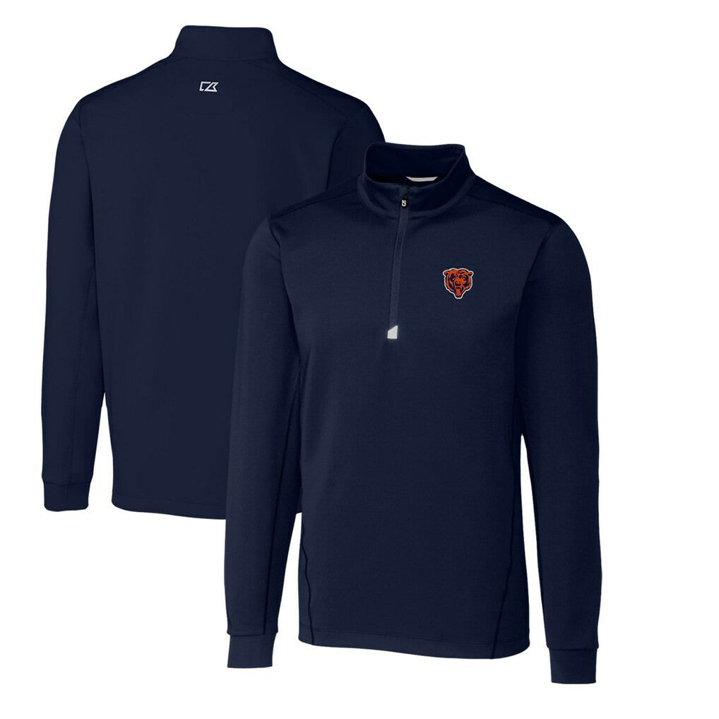 Chicago Bears Cutter & Buck Throwback Logo Traverse Stretch Quarter-Zip Big & Tall Pullover Top - Navy Pullover