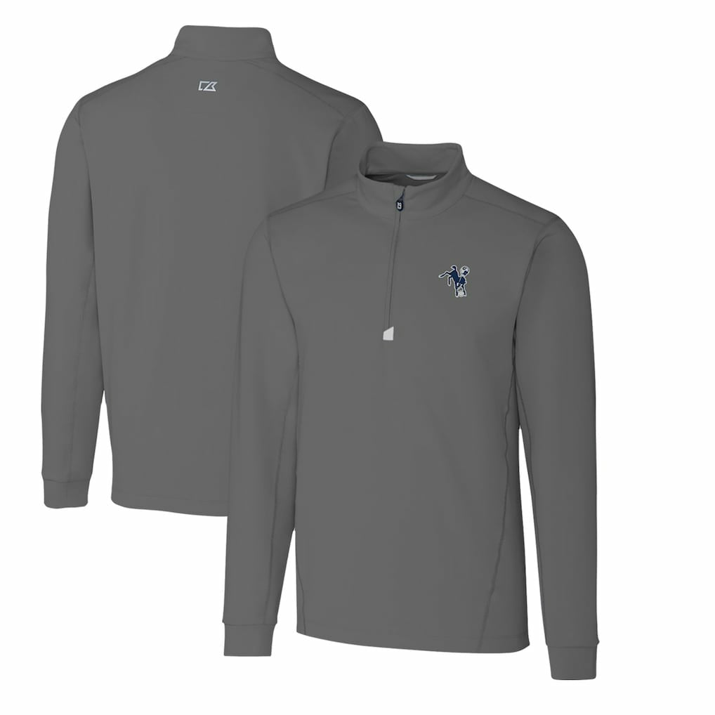 Indianapolis Colts Cutter & Buck Throwback Logo Traverse Stretch Quarter-Zip Big & Tall Pullover Top - Steel Pullover