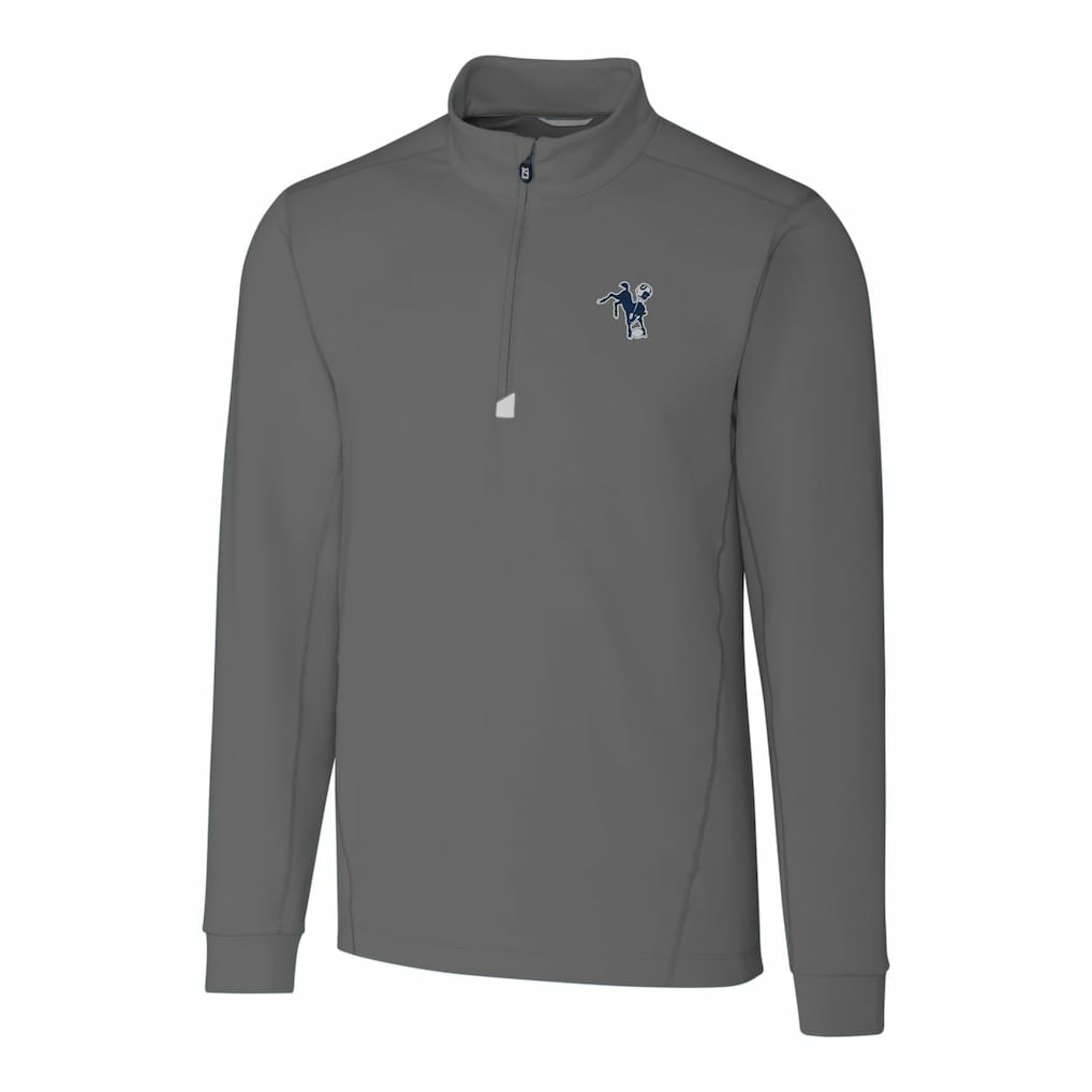Indianapolis Colts Cutter & Buck Throwback Logo Traverse Stretch Quarter-Zip Big & Tall Pullover Top - Steel Pullover