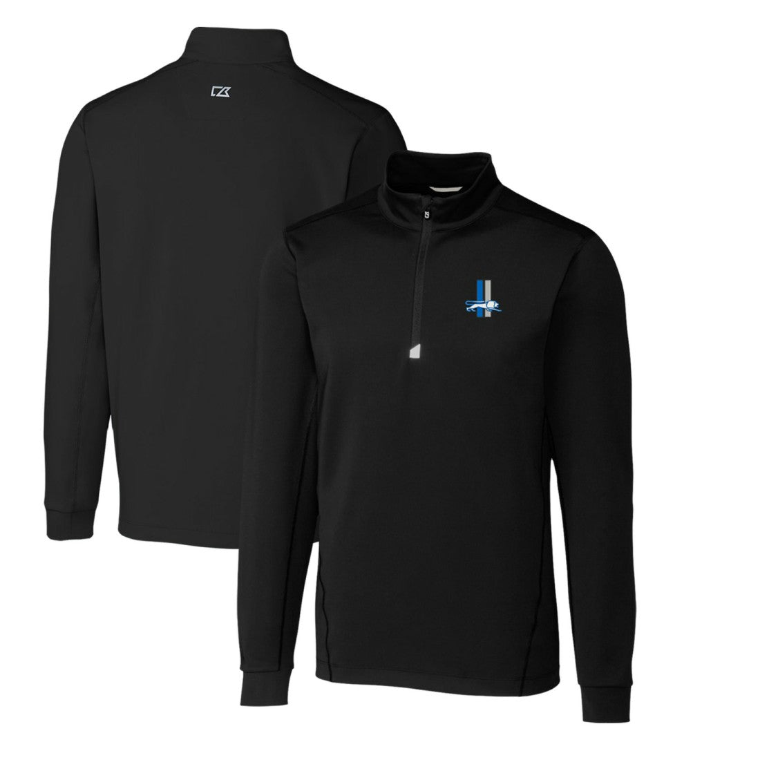 Detroit Lions Cutter & Buck Throwback Logo Traverse Stretch Quarter-Zip Big & Tall Pullover Top - Black Pullover