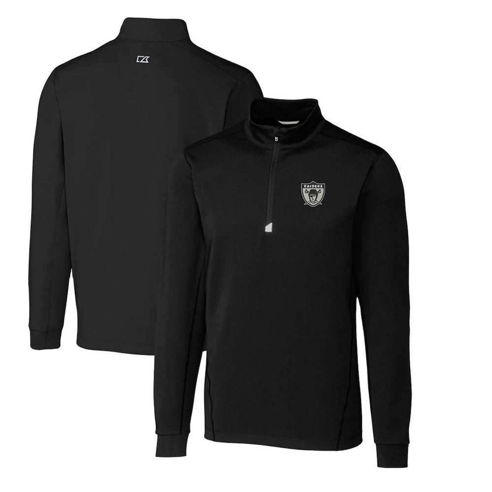 Las Vegas Raiders Cutter & Buck Throwback Logo Traverse Stretch Quarter-Zip Big & Tall Pullover Top - Black Pullover