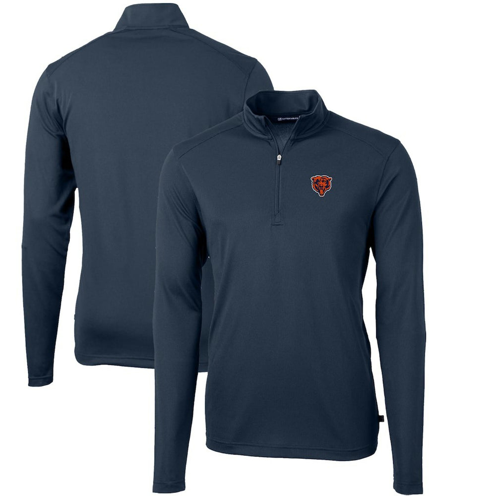 Chicago Bears Cutter & Buck Throwback Logo Virtue Eco Pique Recycled Quarter-Zip Big & Tall Pullover Top - Navy Pullover