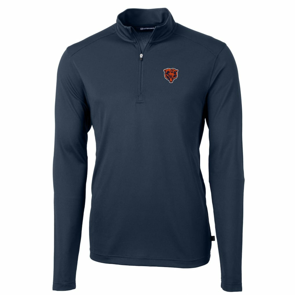 Chicago Bears Cutter & Buck Throwback Logo Virtue Eco Pique Recycled Quarter-Zip Big & Tall Pullover Top - Navy Pullover