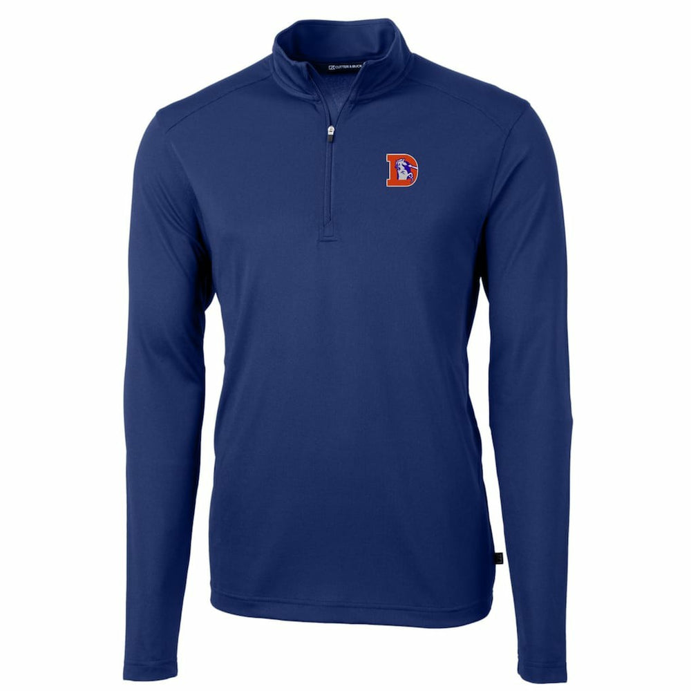 Denver Broncos Cutter & Buck Throwback Logo Virtue Eco Pique Recycled Quarter-Zip Big & Tall Pullover Top - Royal Pullover