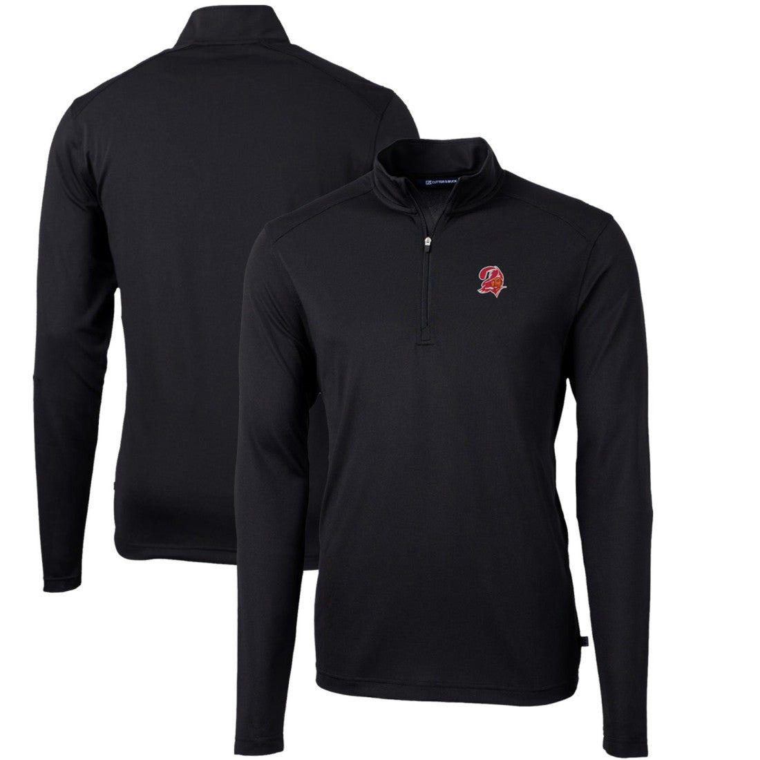 Tampa Bay Buccaneers Cutter & Buck Throwback Logo Virtue Eco Pique Recycled Quarter-Zip Big & Tall Pullover Top - Black Pullover