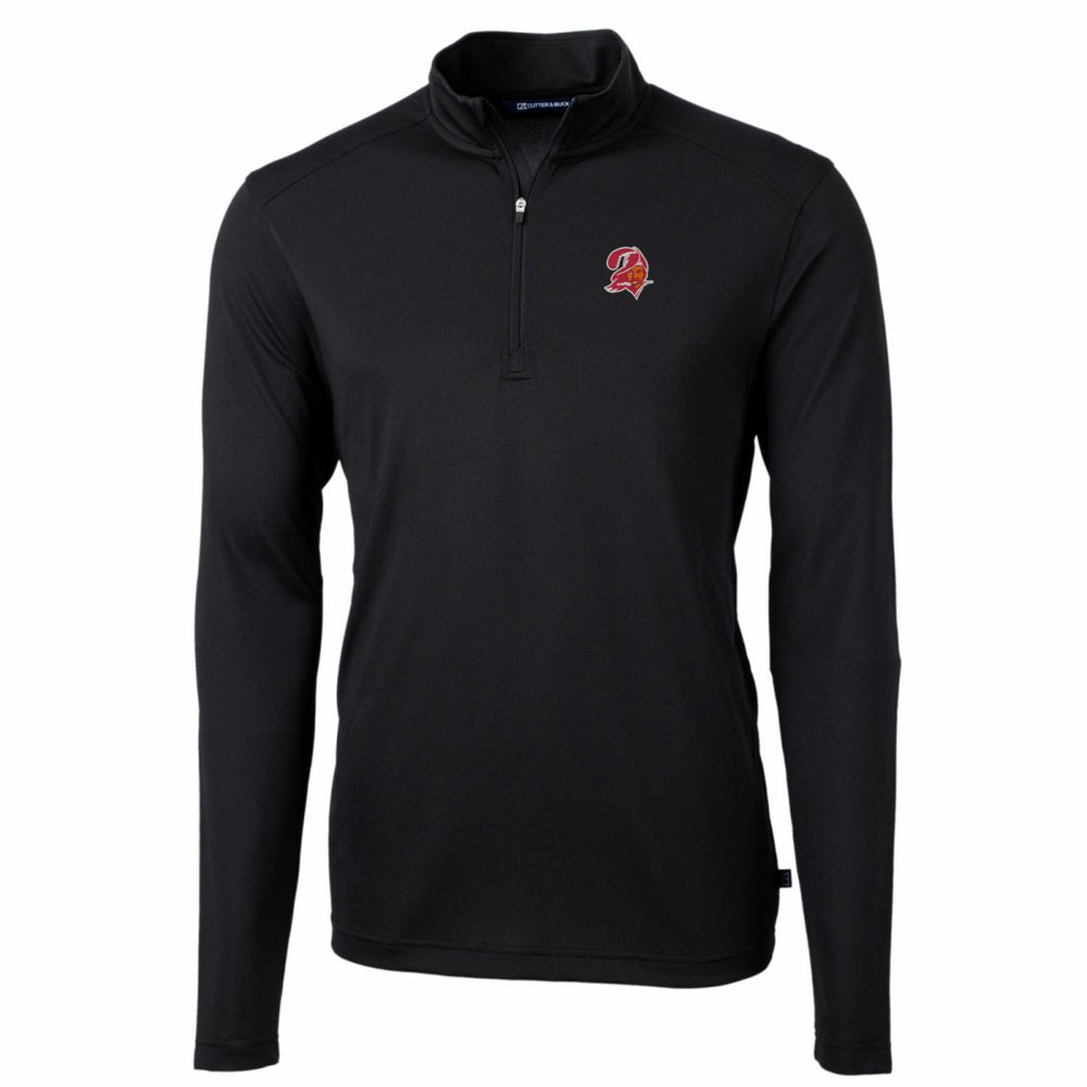 Tampa Bay Buccaneers Cutter & Buck Throwback Logo Virtue Eco Pique Recycled Quarter-Zip Big & Tall Pullover Top - Black Pullover