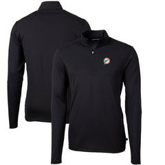Miami Dolphins Cutter & Buck Throwback Logo Virtue Eco Pique Recycled Quarter-Zip Big & Tall Pullover Top - Black Pullover