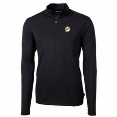 Miami Dolphins Cutter & Buck Throwback Logo Virtue Eco Pique Recycled Quarter-Zip Big & Tall Pullover Top - Black Pullover