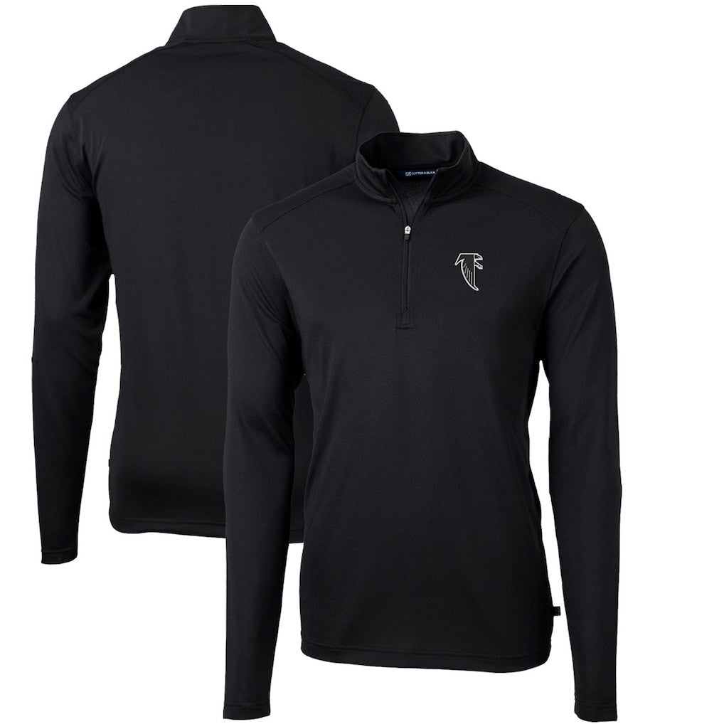 Atlanta Falcons Cutter & Buck Throwback Logo Virtue Eco Pique Recycled Quarter-Zip Big & Tall Pullover Top - Black Pullover