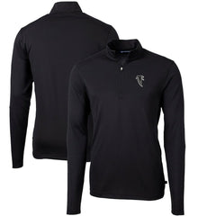 Atlanta Falcons Cutter & Buck Throwback Logo Virtue Eco Pique Recycled Quarter-Zip Big & Tall Pullover Top - Black Pullover
