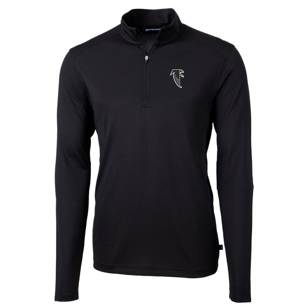 Atlanta Falcons Cutter & Buck Throwback Logo Virtue Eco Pique Recycled Quarter-Zip Big & Tall Pullover Top - Black Pullover
