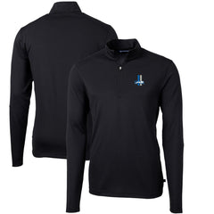 Detroit Lions Cutter & Buck Throwback Logo Virtue Eco Pique Recycled Quarter-Zip Big & Tall Pullover Top - Black Pullover