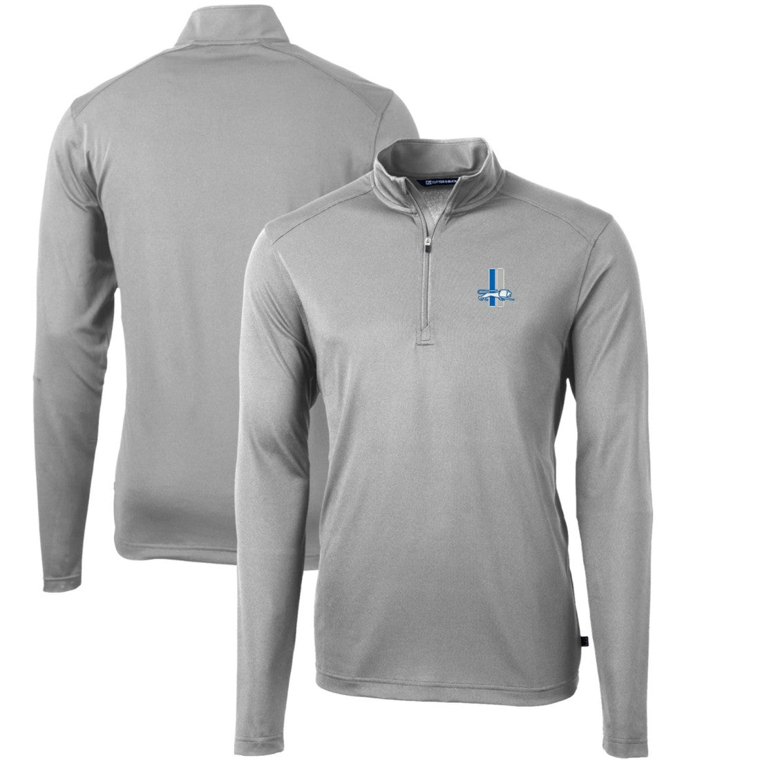 Detroit Lions Cutter & Buck Throwback Logo Virtue Eco Pique Recycled Quarter-Zip Big & Tall Pullover Top - Gray Pullover