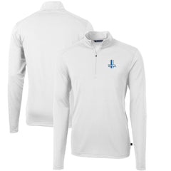 Detroit Lions Cutter & Buck Throwback Logo Virtue Eco Pique Recycled Quarter-Zip Big & Tall Pullover Top - White Pullover