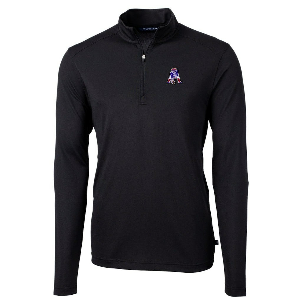 New England Patriots Cutter & Buck Throwback Logo Virtue Eco Pique Recycled Quarter-Zip Big & Tall Pullover Top - Black Pullover