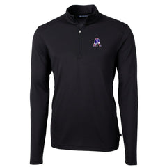 New England Patriots Cutter & Buck Throwback Logo Virtue Eco Pique Recycled Quarter-Zip Big & Tall Pullover Top - Black Pullover