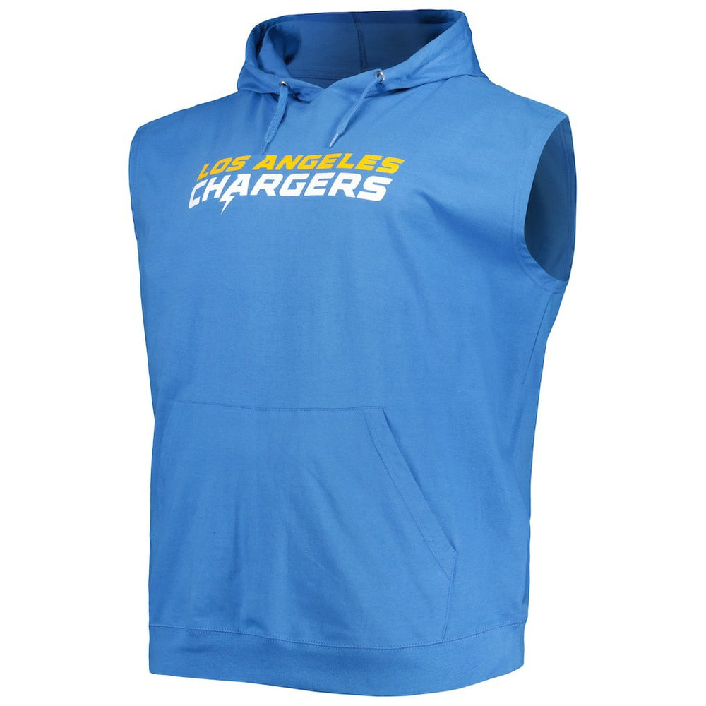 Justin Herbert Los Angeles Chargers Profile Big & Tall Muscle Pullover Hoodie - Powder Blue Hoodies