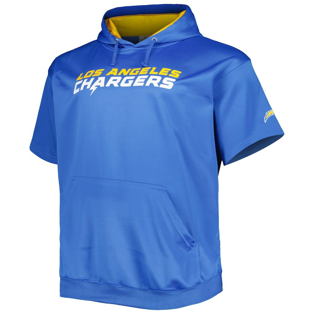 Justin Herbert Los Angeles Chargers Big & Tall Short Sleeve Pullover Hoodie - Powder Blue Hoodies