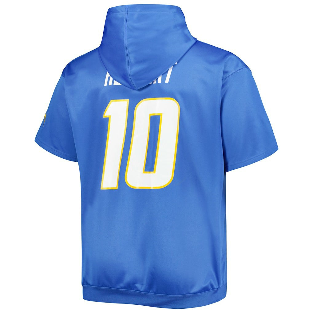 Justin Herbert Los Angeles Chargers Big & Tall Short Sleeve Pullover Hoodie - Powder Blue Hoodies