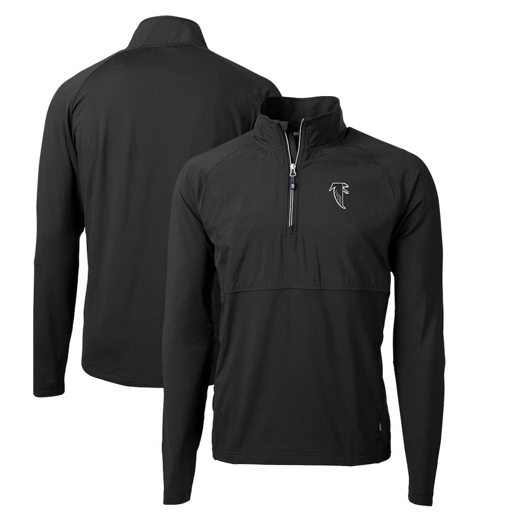Atlanta Falcons Cutter & Buck Adapt Eco Knit Hybrid Recycled Quarter-Zip Throwback Pullover Top - Black Pullover