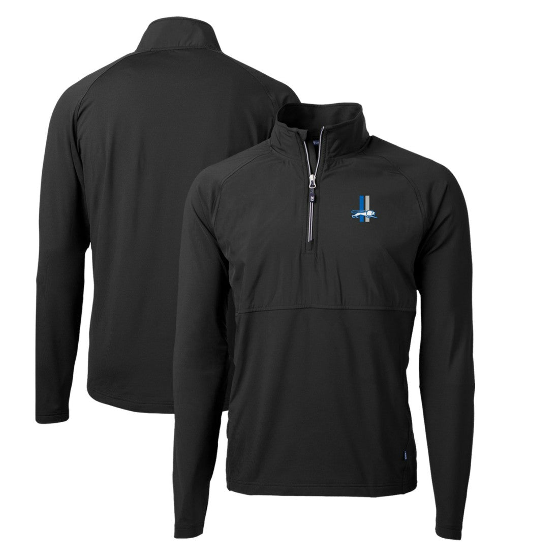 Detroit Lions Cutter & Buck Adapt Eco Knit Hybrid Recycled Quarter-Zip Throwback Pullover Top - Black Pullover
