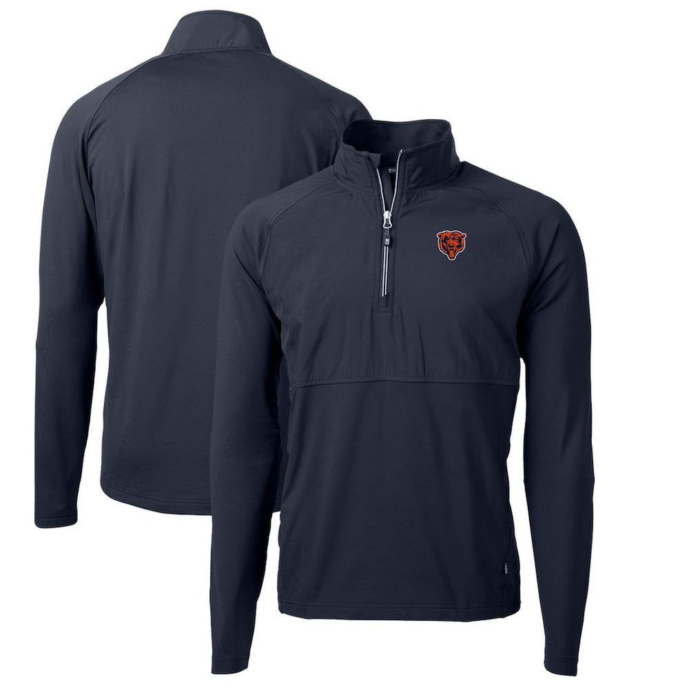 Chicago Bears Cutter & Buck Adapt Eco Knit Hybrid Recycled Quarter-Zip Throwback Pullover Top - Navy Pullover