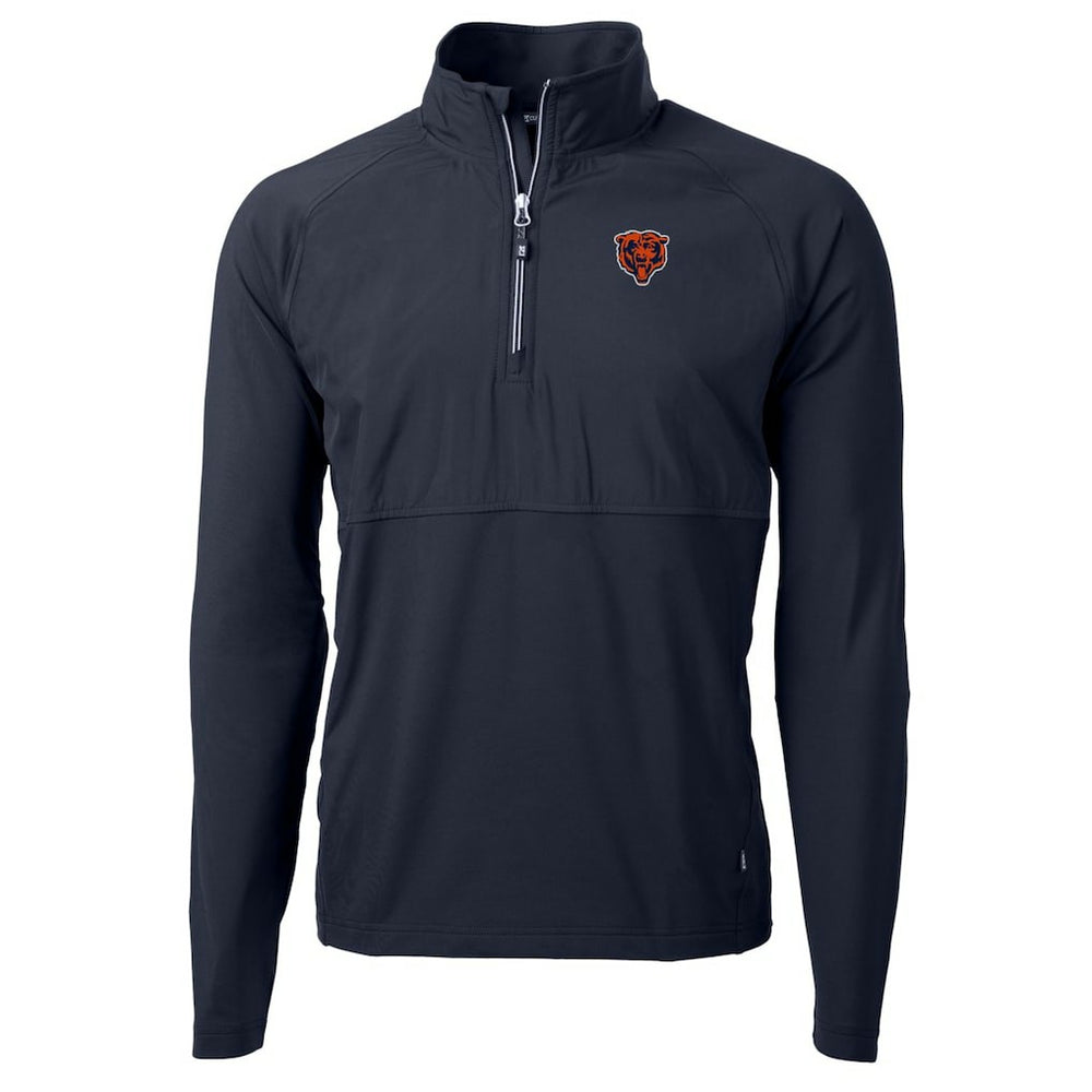 Chicago Bears Cutter & Buck Adapt Eco Knit Hybrid Recycled Quarter-Zip Throwback Pullover Top - Navy Pullover