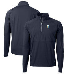 Los Angeles Chargers Cutter & Buck Adapt Eco Knit Hybrid Recycled Quarter-Zip Throwback Pullover Top - Navy Pullover