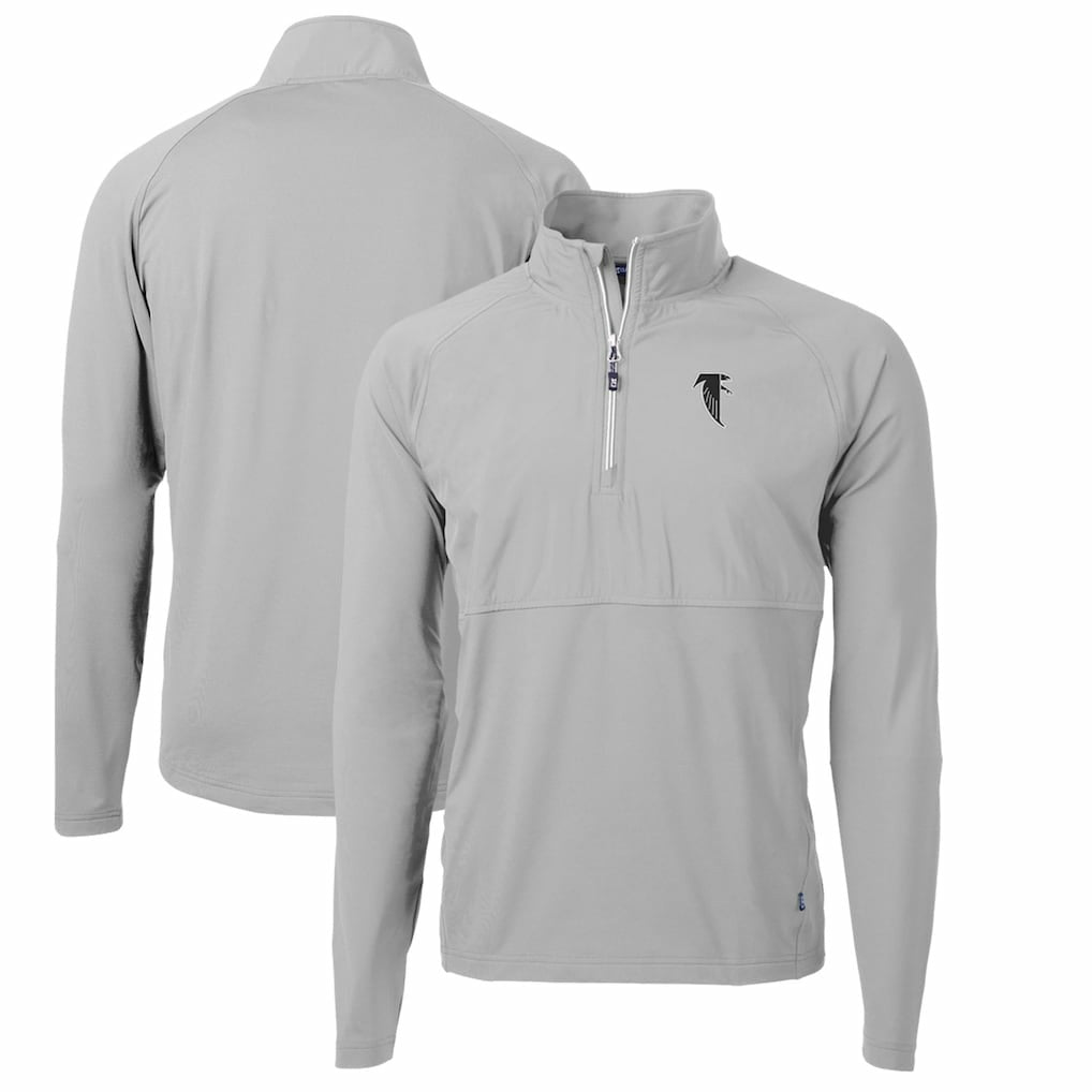 Atlanta Falcons Cutter & Buck Adapt Eco Knit Hybrid Recycled Quarter-Zip Throwback Pullover Top - Gray Pullover