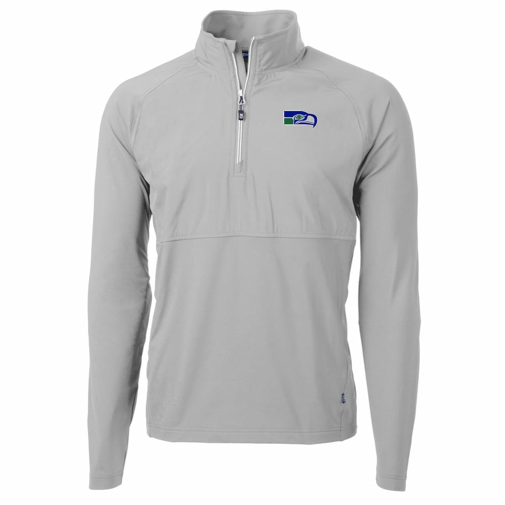Seattle Seahawks Cutter & Buck Adapt Eco Knit Hybrid Recycled Quarter-Zip Throwback Pullover Top - Gray Pullover